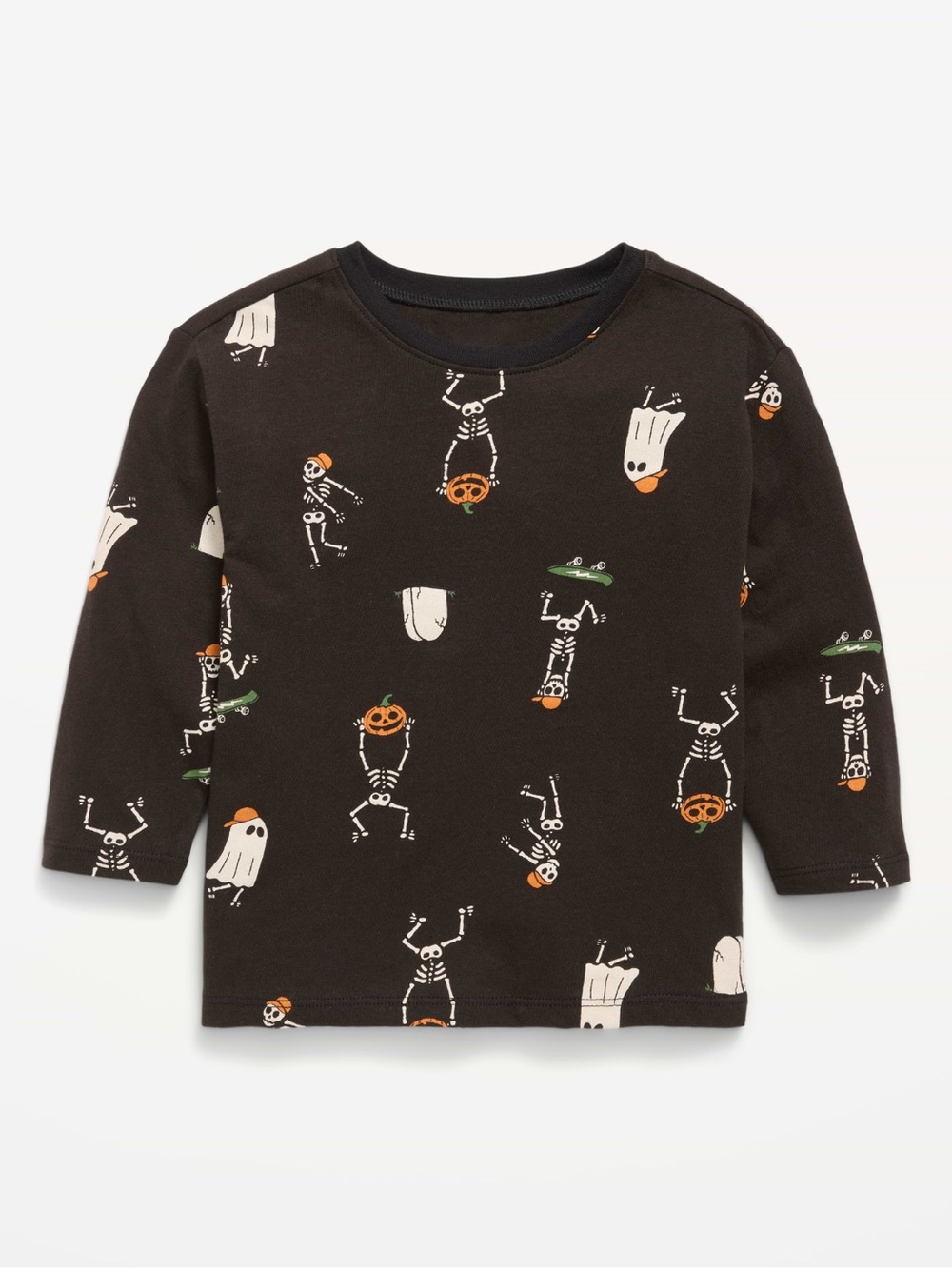 Old Navy Kids Black Halloween Ghost & Skeleton Pajama Pants with Orange Accents